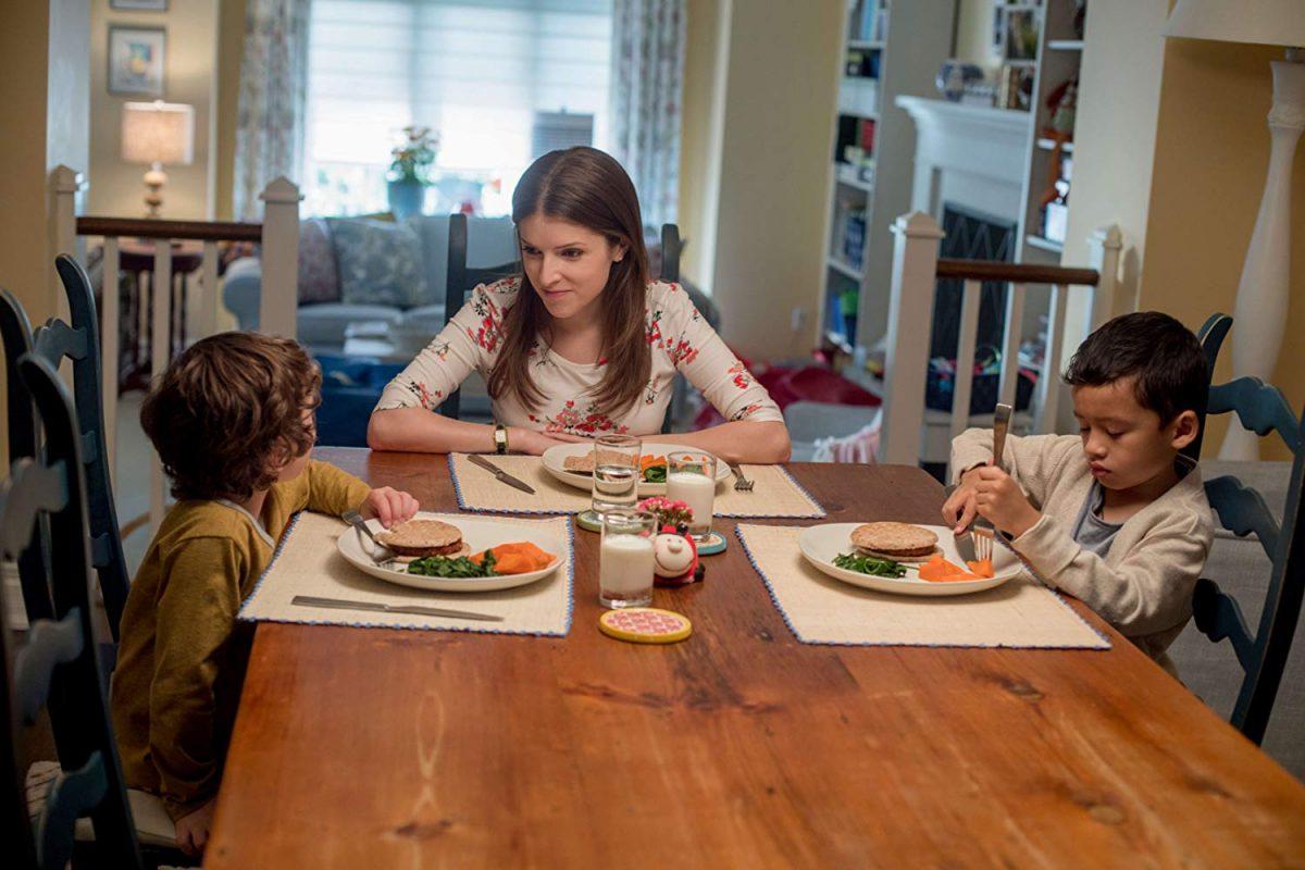 (L–R) Miles (Joshua Satine), Stephanie (Anna Kendrick), and Nicky (Ian Ho), in “A Simple Favor.” (Peter Iovino/Lionsgate)