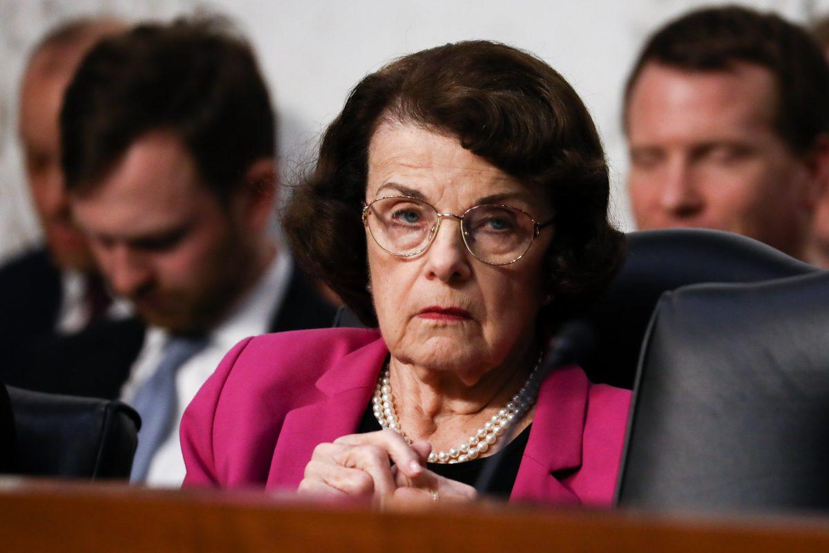 Ranking member Sen. Dianne Feinstein (D-CA) during Judge Brett M. Kavanaugh confirmation hearing before the Senate Judiciary Committee to serve as Associate Justice on the U.S. Supreme Court at the Capitol in Washington on Sept. 4, 2018. (Samira Bouaou/The Epoch Times)