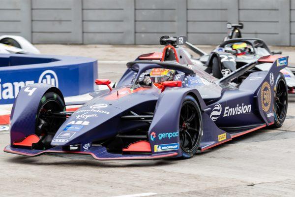 Robin Frijns of Envision Virgin moved into third place in the Hong Kong ePrix on March 10,2019 after his team-mate Sam Bird was demoted. (Christopher Wong/Sports Action HK)