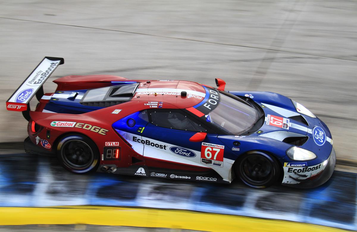 The #67 Ford led the GTLM field through much of the race, but spun in the last few minutes and ended up third. (Chris Jasurek/Epoch Times)