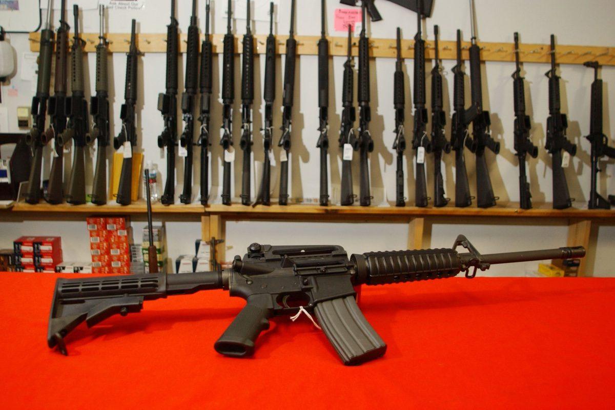A Colt AR-15 on the counter of a gun store in a file photograph. (Thomas Cooper/Getty Images)