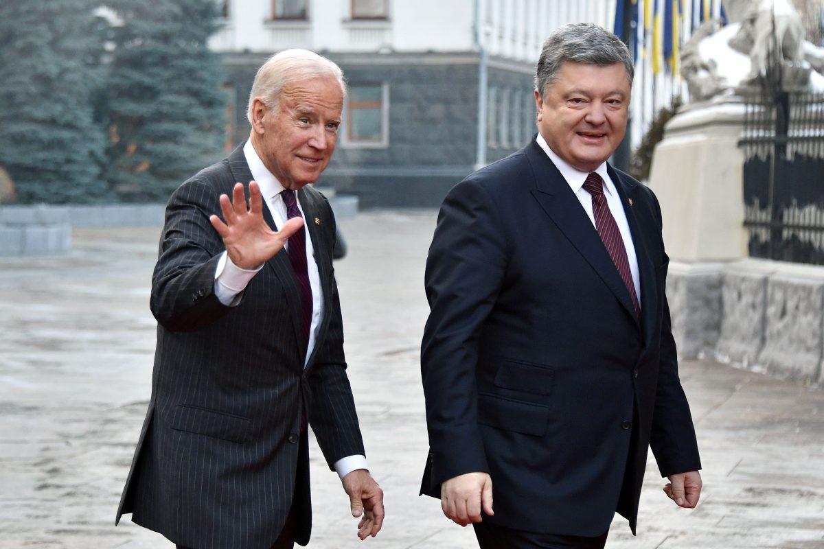 Then-Vice President Joe Biden arrives for a meeting with then-Ukrainian President Petro Poroshenko Kyiv on Jan. 16, 2017. (Genya Savilov/AFP/Getty Images)