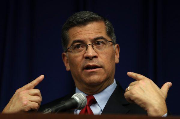 California Attorney General Xavier Becerra speaks to reporters in Sacramento, Calif., on March 5, 2019. (Justin Sullivan/Getty Images)