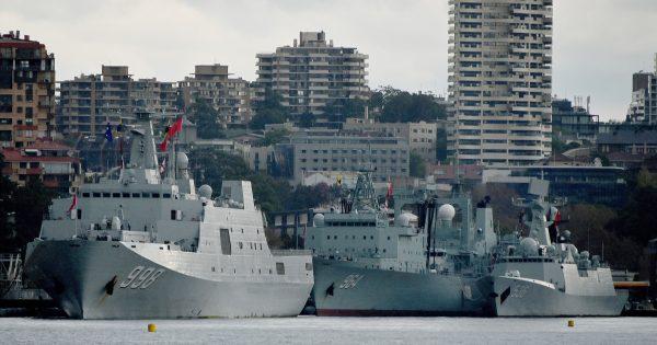 Three Chinese warships docked at Garden Island naval base in Sydney on June 3, 2019. (Peter Parks/AFP/Getty Images)