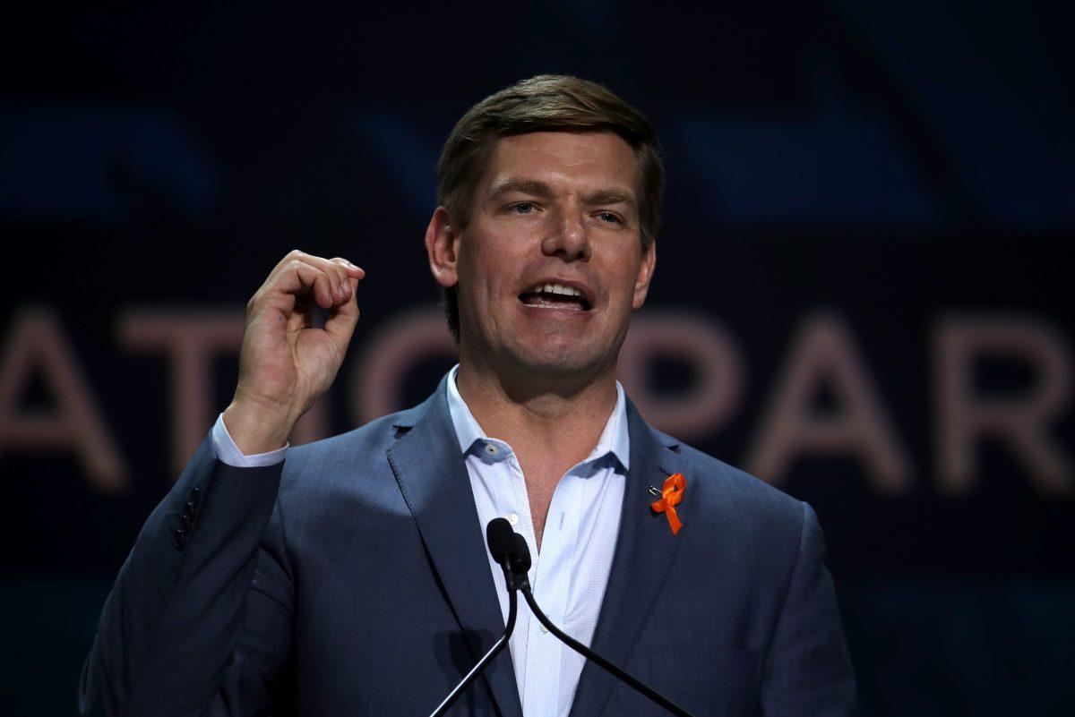 Rep. Eric Swalwell (D-Calif.) speaks during the California Democrats 2019 State Convention at the Moscone Center in San Francisco, California, on June 1, 2019. (Justin Sullivan/Getty Images)