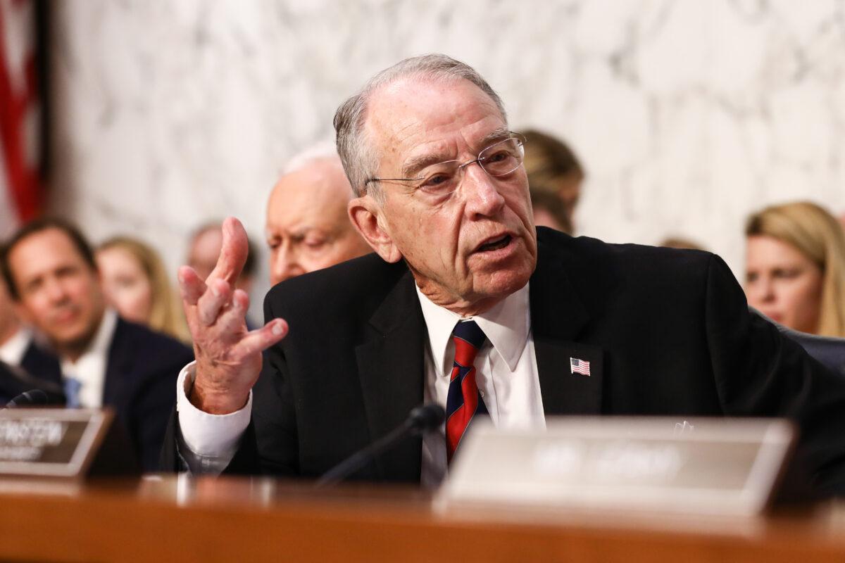 Sen. Chuck Grassley (R-Iowa) speaks during Judge Brett M. Kavanaugh's confirmation hearing before the Senate Judiciary Committee at the Capitol in Washington on Sept. 4, 2018. (Samira Bouaou/The Epoch Times)
