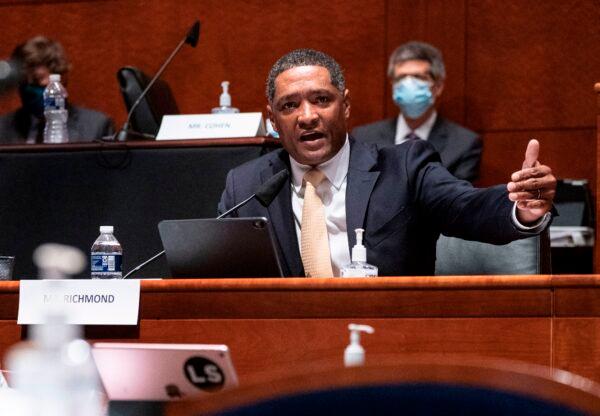 Then-Rep. Cedric Richmond (D-La.) speaks during a meeting on Capitol Hill in Washington on June 17, 2020. (Sarah Silbiger/Pool/AFP via Getty Images)