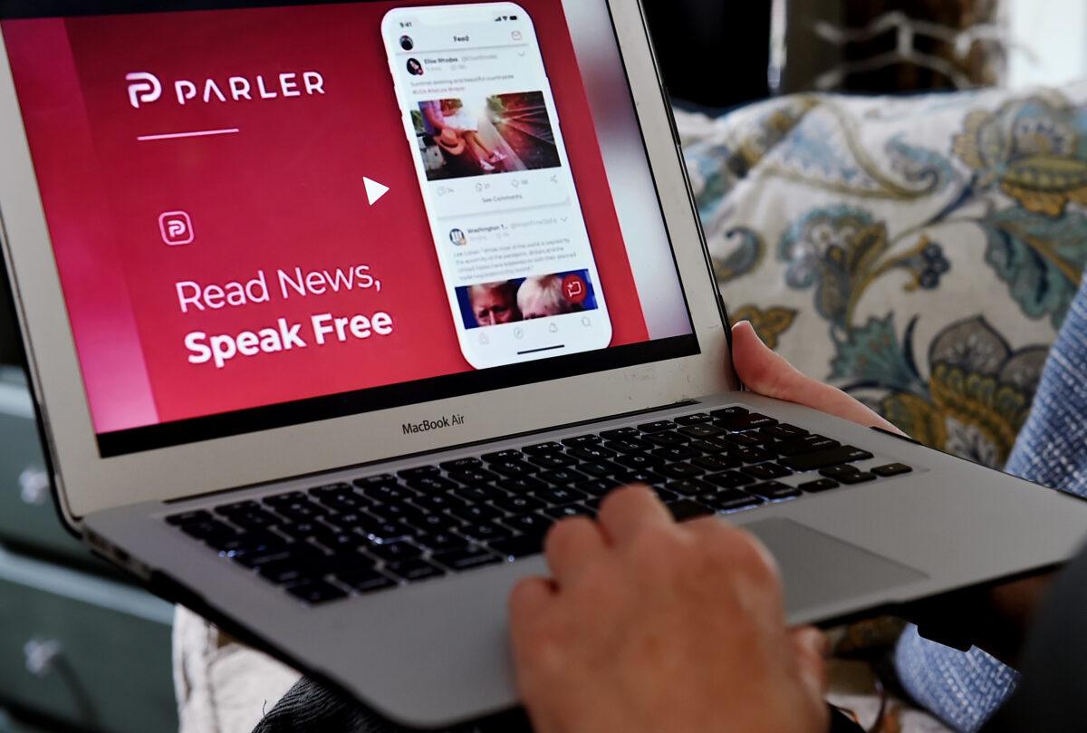 This illustration picture shows the social media website from Parler displayed on a computer screen in Arlington, Va., on July 2, 2020. (Olivier Douliery/AFP via Getty Images)
