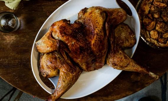 Spatchcocking your turkey will result in more even cooking, crisper skin, and juicier results in half the time. (Melinda M/Shutterstock)