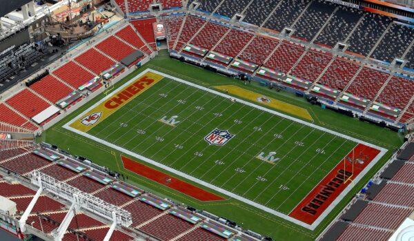 An aerial view of Raymond James Stadium ahead of Super Bowl LV, in Tampa, Fla., on Jan. 31, 2021. (Mike Ehrmann/Getty Images)