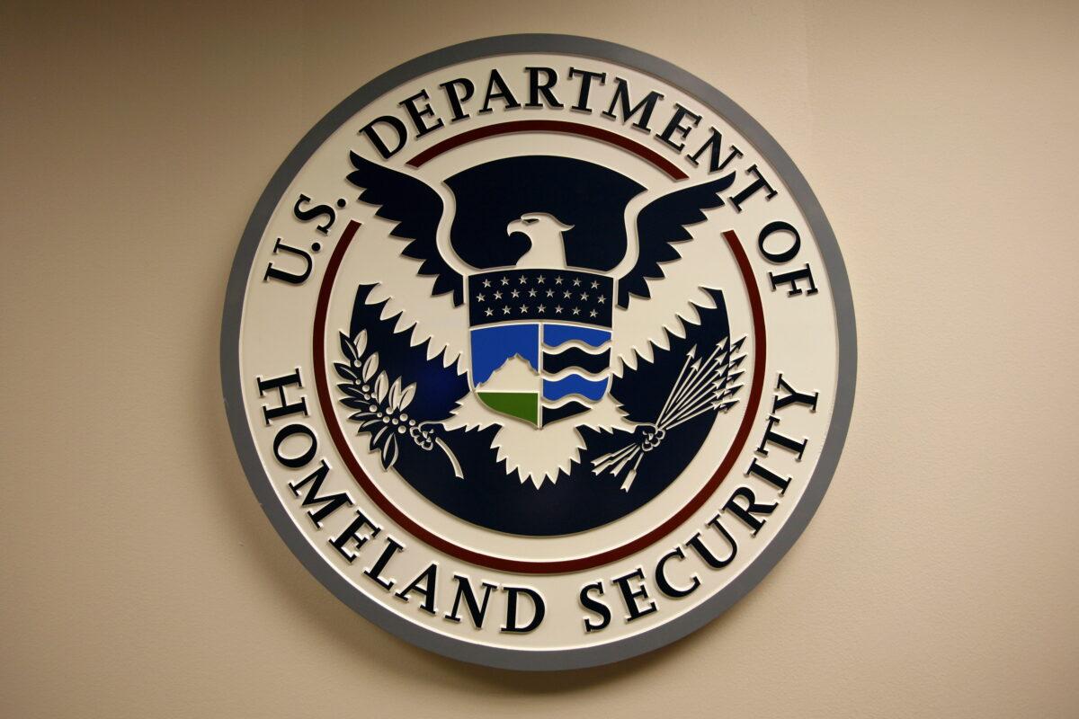 U.S. Department of Homeland Security emblem is pictured at the National Cybersecurity & Communications Integration Center (NCCIC) in Arlington, Va., on Sept. 24, 2010. (Hyungwon Kang/Reuters)