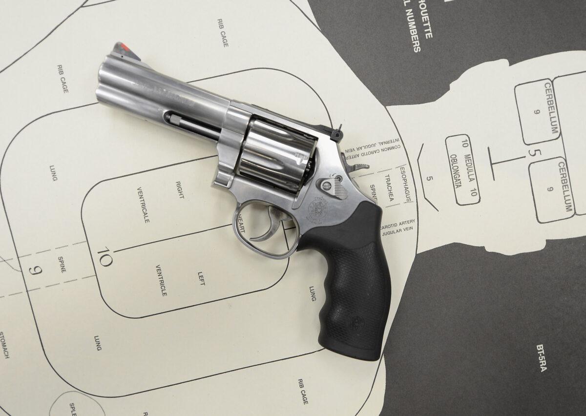 A Smith & Wesson .357 magnum revolver is displayed at the Los Angeles Gun Club in California, on December 7, 2012. (Kevork Djansezian/Getty Images)