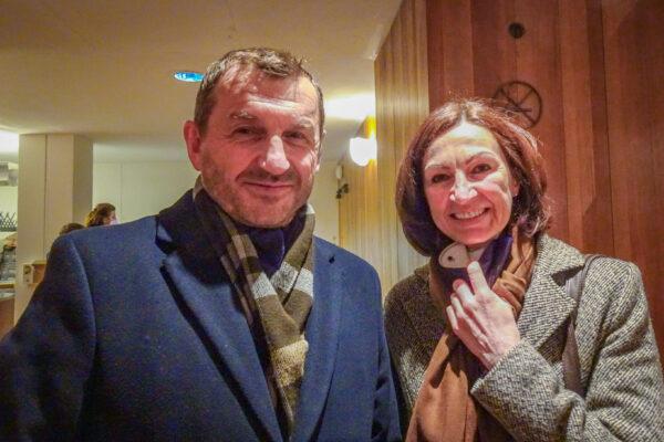 Chief Inspector Hans-Jürgen Hofinger with his wife, Hannelore Malzner, at a performance of Shen Yun Performing Arts in Salzburg, Austria on Jan. 24, 2022. (Yu Ping/The Epoch Times)