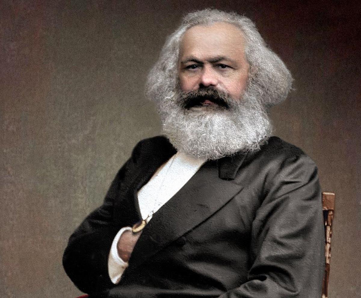 A portrait of Karl Marx. (John Jabez Edwin Mayall, colored by Olga Shirnina/CC BY-SA 2.0)
