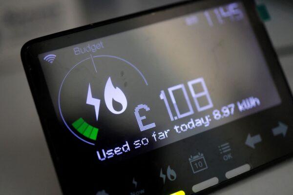 A smart energy meter, used to monitor gas and electricity use, is pictured in a home in Walthamstow, east London, on Feb. 4, 2022. (Tolga Akmen/AFP via Getty Images)