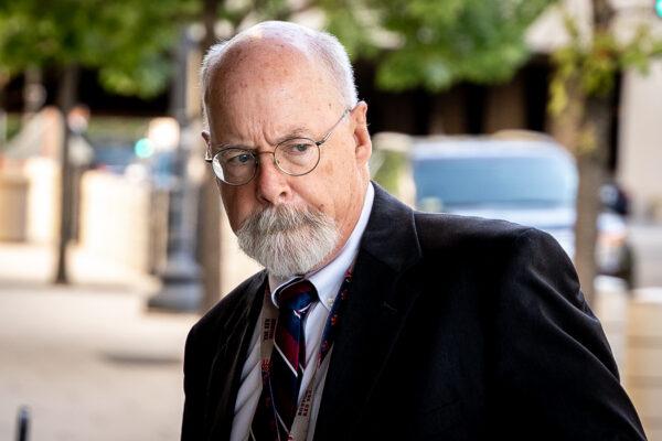 Special counsel John Durham arrives at federal court in Washington, on May 18, 2022. (Teng Chen/The Epoch Times)