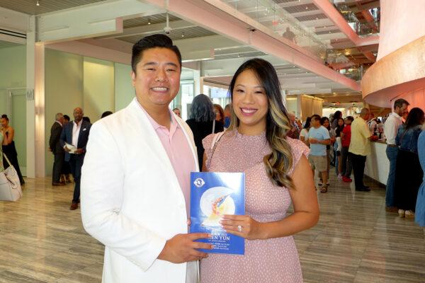 Thomas Wang and wife Kim Wang at Dr. Phillips Center for the Performing Arts in Orlando, Fla., on May 22, 2022. (Linda Li/The Epoch Times)