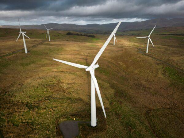 Wind turbines adorn the landscape in the Southern Lake District, in Lambrigg, England, on Nov. 25, 2022. (Christopher Furlong/Getty Images)