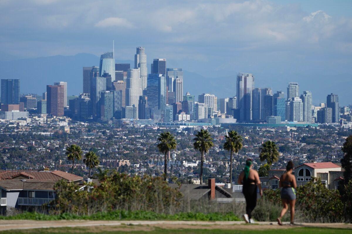 The Los Angeles skyline is seen from Kenneth Hahn State Recreation Area in Los Angeles on Jan. 17, 2023. (Damian Dovarganes/AP Photo)