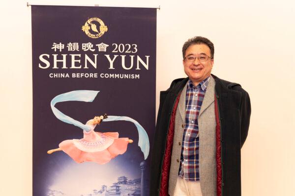 Mr. Kato Yuji, a department manager of a trading company, attends Shen Yun Performing Arts at the Kawaguchi Comprehensive Cultural Center Lilia in Kawaguchi, Japan, on Jan. 17, 2023. (Zhang Ying/The Epoch Times)