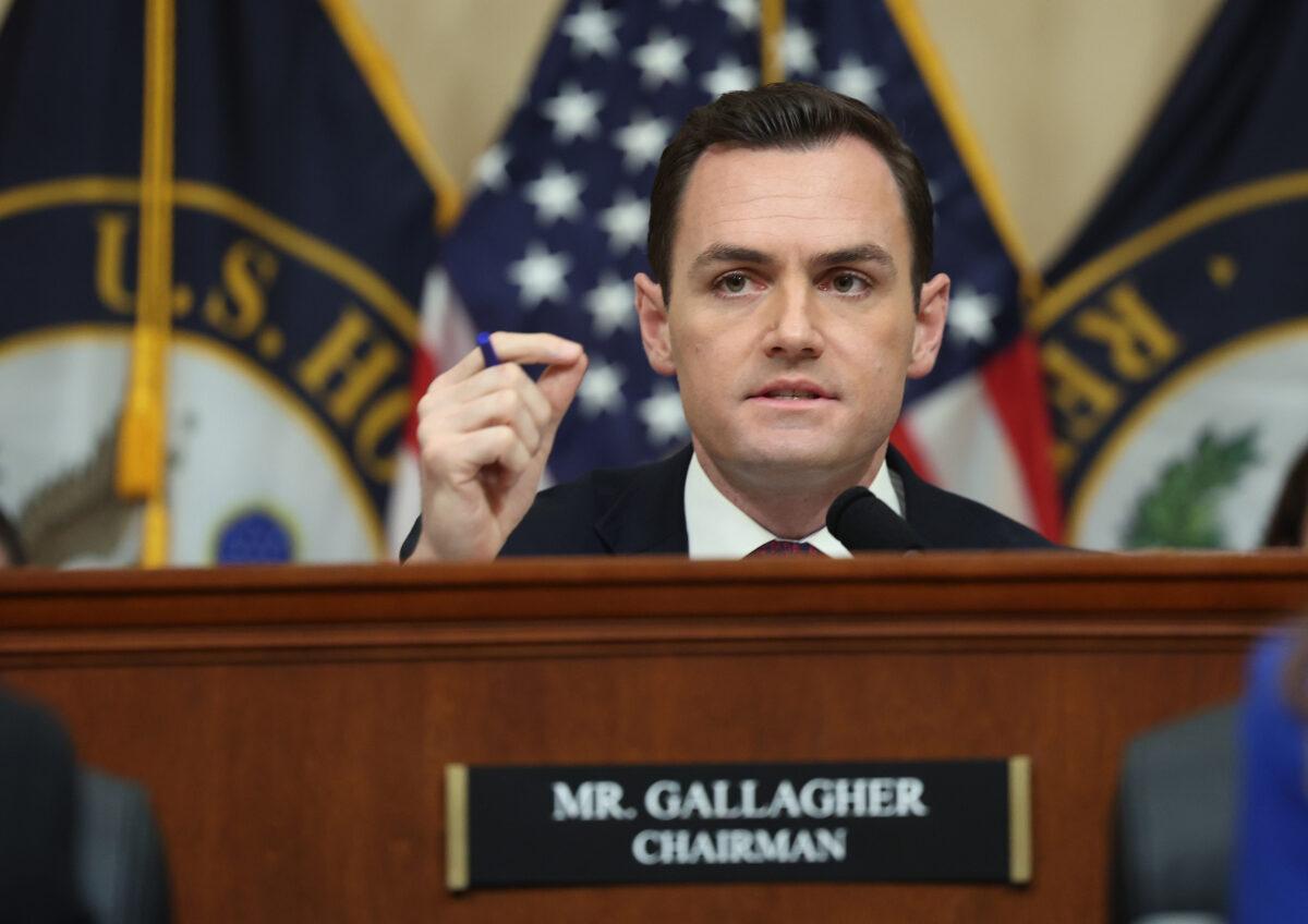 Chairman Mike Gallagher (R-Wis.) presides over the first hearing of the U.S. House Select Committee on Strategic Competition between the United States and the Chinese Communist Party in the Cannon House Office Building in Washington on Feb. 28, 2023. (Kevin Dietsch/Getty Images)