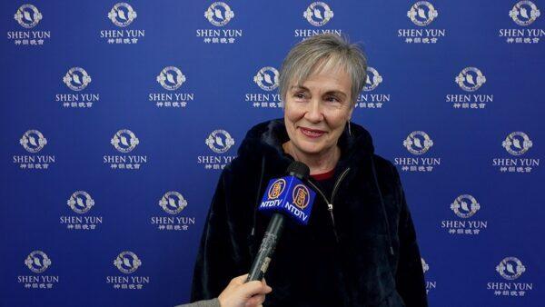 Martine Ducloux, a former company manager, enjoyed Shen Yun, in Lyon, on Feb. 5, 2023. (NTD)