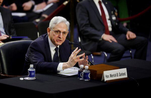 U.S. Attorney General Merrick Garland testifies before the Senate Judiciary Committee in the Hart Senate Office Building on Capitol Hill on March 1, 2023. (Chip Somodevilla/Getty Images)