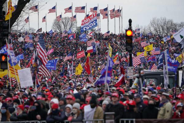 Crowds of people gather as U.S. President Donald Trump speaks to supporters from The Ellipse near the White House in Washington on Jan. 6, 2021. (Mandel Ngan/AFP via Getty Images)