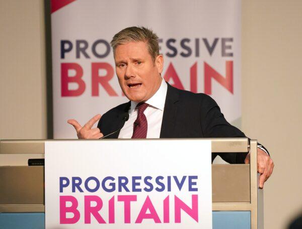 Labour leader Sir Keir Starmer speaks to the Progressive Britain conference at Congress House, central London, on May 13, 2023. (Yui Mok/PA Media)