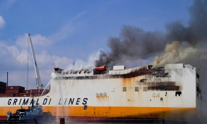 Crews Continue to Battle Cargo Ship Blaze That Killed 2 New Jersey Firefighters