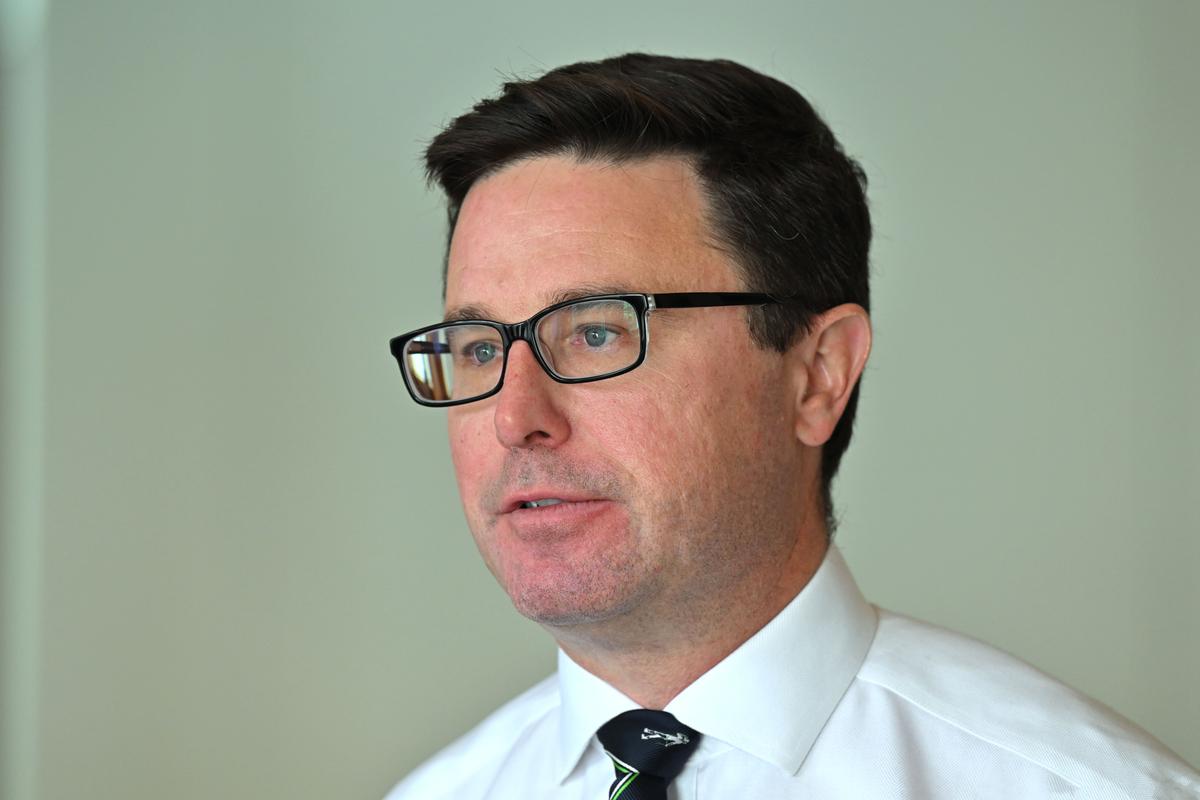 Nationals leader David Littleproud speaks to the media at Parliament House in Canberra, Australia, on May 30, 2023. (AAP Image/Mick Tsikas)