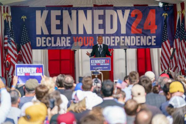 Presidential candidate Robert F. Kennedy Jr. makes a campaign announcement at a news conference in Philadelphia on Oct. 9, 2023. (Jessica Kourkounis/Getty Images)