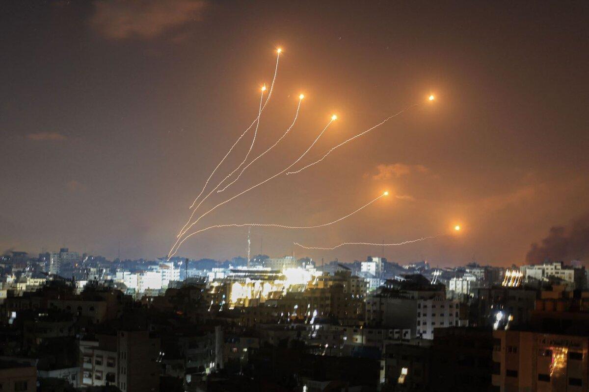 Israel's Iron Dome air defense system intercepts rockets launched from Gaza on Oct. 11, 2023. (Mahmud Hams/AFP via Getty Images)