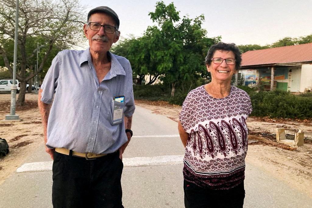 Oded Lifshitz, left, whose body was returned to Israel on Feb. 20, 2025, after having been taken hostage by the Hamas terrorist group on Oct. 7, 2023, with his wife, Yocheved Lifshitz, who was also held hostage and then released. (Daniel Lifshitz archive/via Reuters)