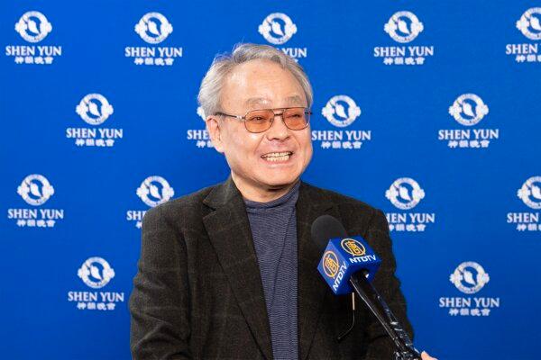 Taniguti Tamio enjoyed the Shen Yun afternoon performance at the ROHM Theater Kyoto in Japan, on Jan. 3, 2024. (Fujino Wei/The Epoch Times)