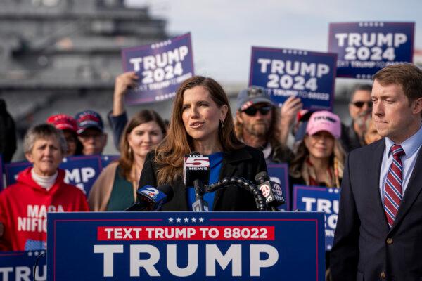 Rep. Nancy Mace (R-S.C.) speaks during a team Trump South Carolina press conference in Mount Pleasant, S.C., on Feb. 2, 2024. (Madalina Vasiliu/The Epoch Times)
