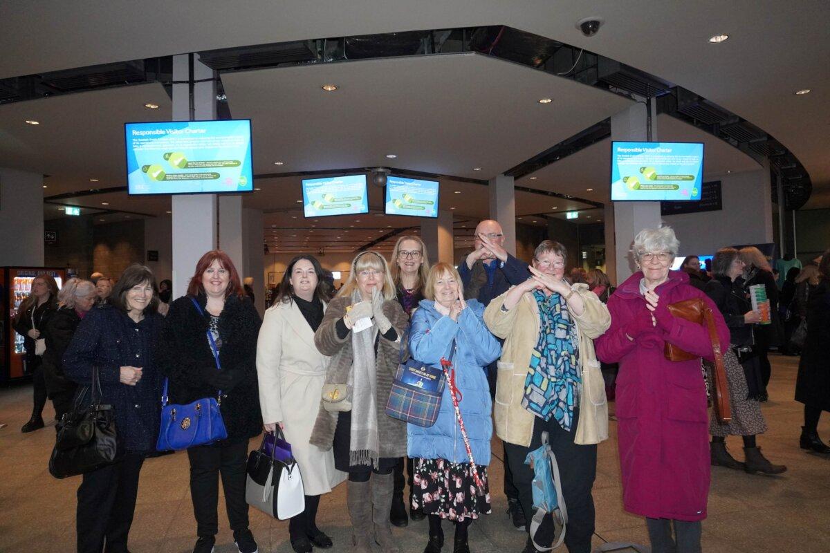 A group of caregivers attended Shen Yun Performing Arts at SEC Armadillo, in Glasgow, on Feb. 14, 2024. (Mary Mann/The Epoch Times)