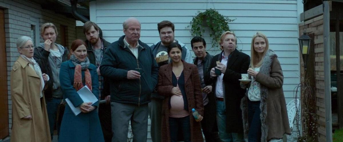 Ove (Rolf Lassgard) and his neighbors, in the film “A Man Called Ove.” (Nordisk Film)