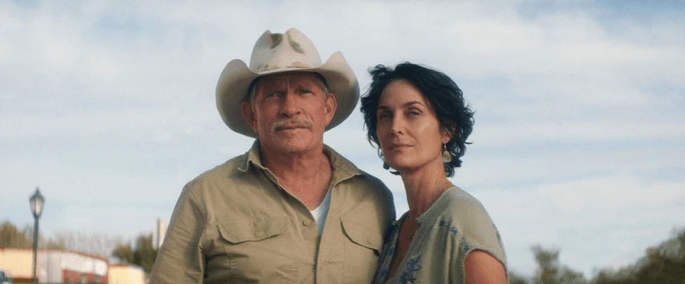 Merle Luskey (Thomas Haden Church) and Faye (Carrie-Anne Moss), in "Accidental Texan." (Everett Collection/Roadside Attractions)