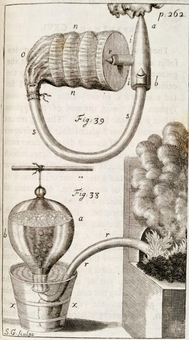 A print from “Vegetable Staticks,” a chapter in Hales’ “Statical Essays” showing an experiment in plant physiology. (Public Domain)