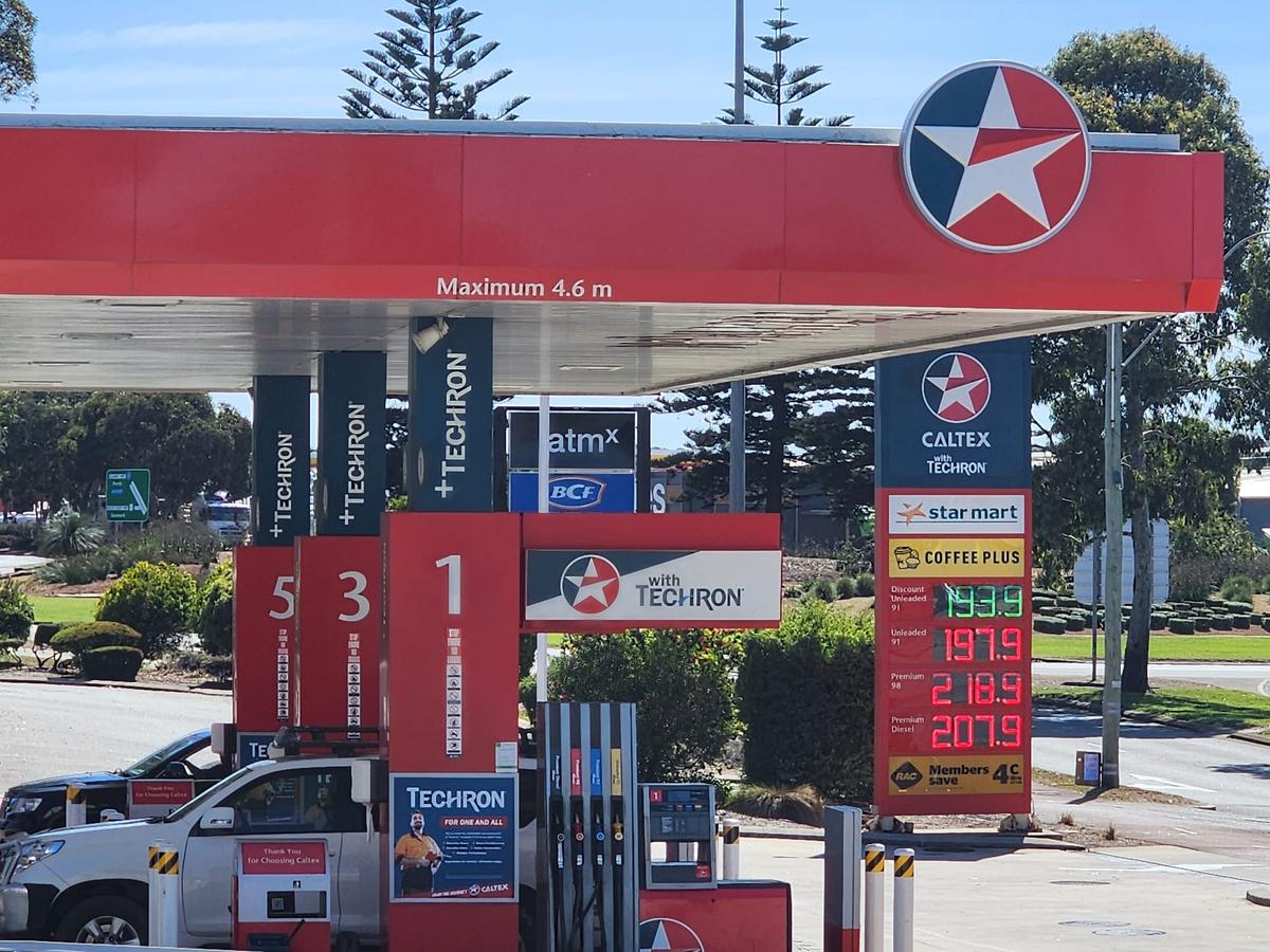 Fuel prices are displayed at a Caltex fuel station in Albany, Western Australia, on March 29, 2024. (Susan Mortimer/The Epoch Times)