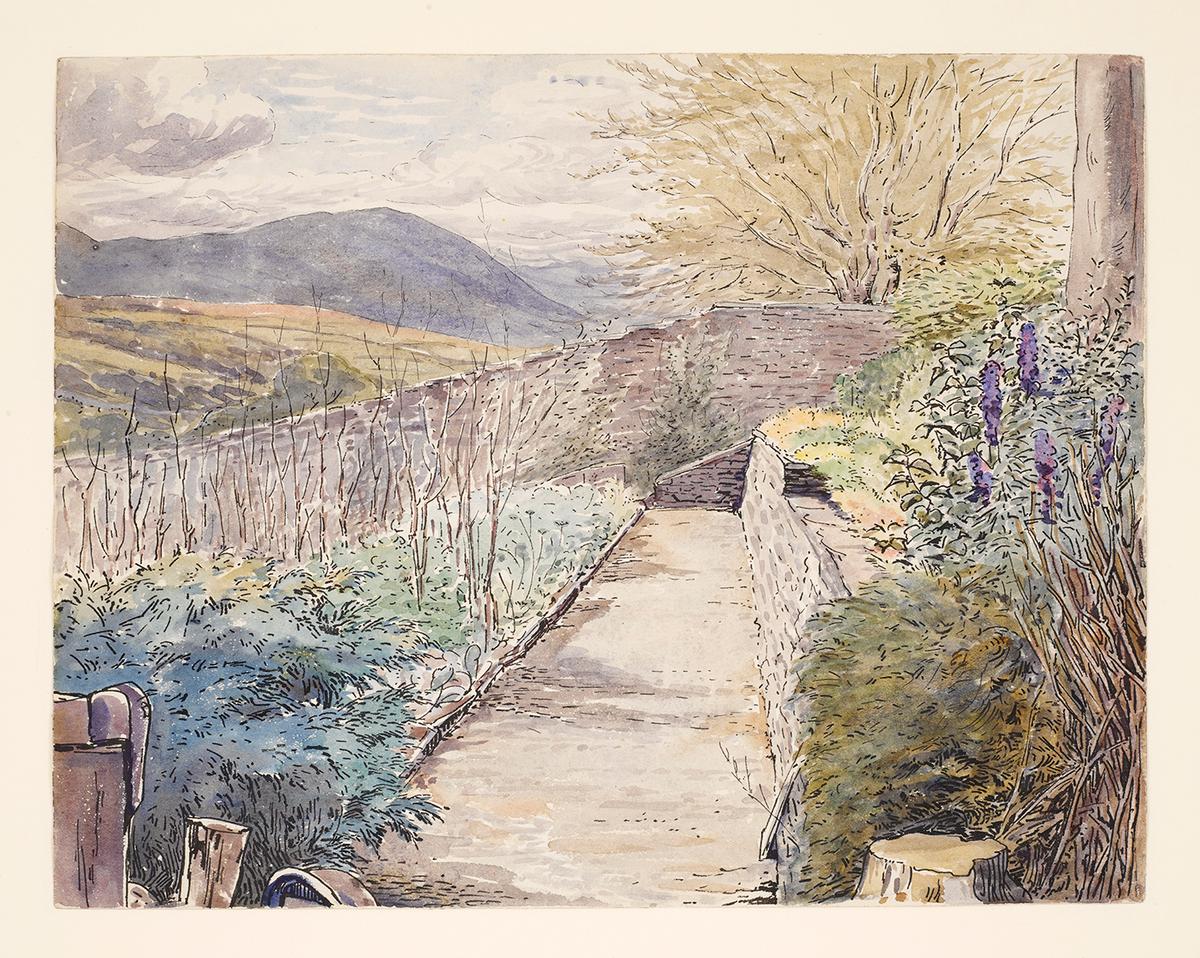 Drawing of a walled garden, Ees Wyke, Sawrey, circa 1900, by Beatrix Potter. © Victoria and Albert Museum, London. (Courtesy of The Morgan Library & Museum)
