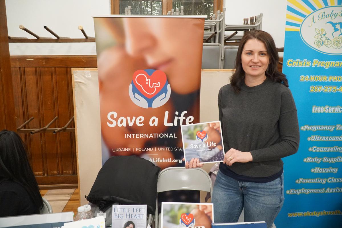 Victoria Moshkovskiy, manager of development for Save a Life International at 2024 Life Advocate Resource Conference at St Matthew Church Hall in Conshohocken, PA, on April 6, 2024. (Lily Sun/The Epoch Times)