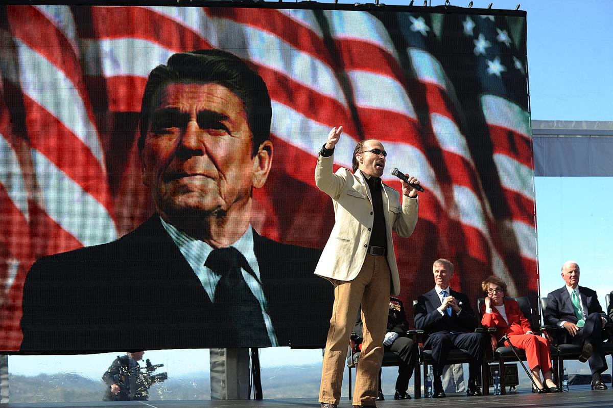 Lee Greenwood performing at the centennial birthday celebration for former U.S. president Ronald Reagan at the Reagan Presidential Library in Simi Valley, California on Feb. 6, 2011. (ROBYN BECK/Getty Images)
