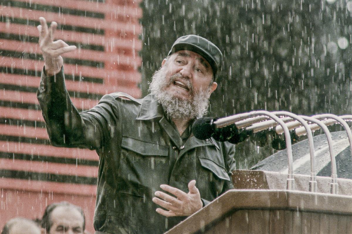 Cuban leader Fidel Castro inaugurates several newly built areas added to an old Havana hospital on 5 June 1989. Castro resigned on Feb. 19, 2008, as president and commander in chief of Cuba. (Rafael Perez/AFP/GettyImages)