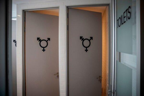 Gender-neutral toilets are seen inside the Queer Wellness Centre (QWC) in Johannesburg, South Africa, on March 11, 2020. (Michele Spatari / AFP via Getty Images)
