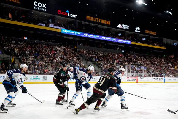 The Arizona Coyotes and Winnipeg Jets square off at Mullett Arena in Tempe, Ariz., on Oct. 28, 2022. (Ross D. Franklin/AP Photo)