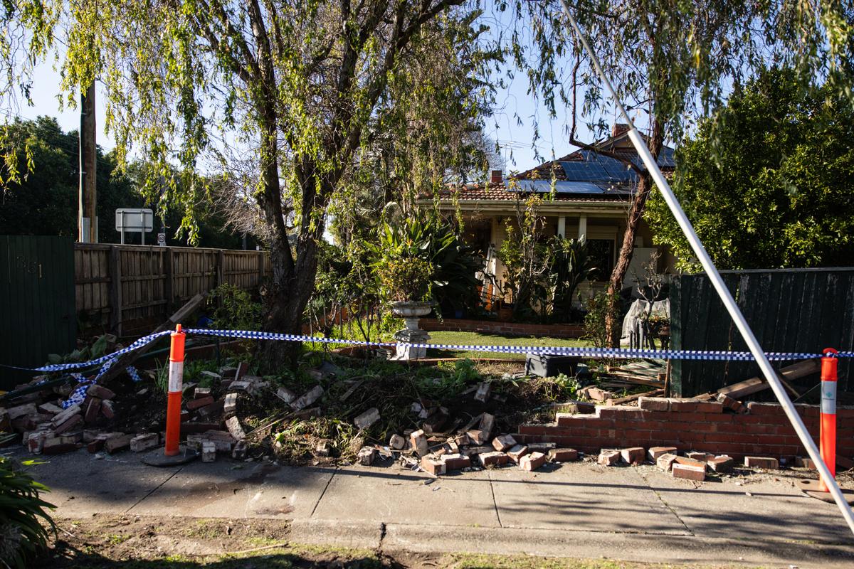 The scene of a fatal collision involving young men and a stolen car at the intersection of Warrigal Road and Highbury Road, in Melbourne, Australia on July 3, 2024. (AAP Image/Diego Fedele)
