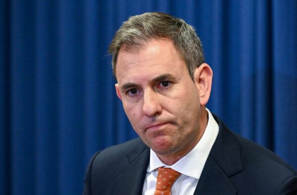 Federal Labor Treasurer Jim Chalmers speaks to the media during a press conference at the Commonwealth Parliamentary Offices in Brisbane, Australia on Sept. 25, 2024. (AAP Image/Darren England)