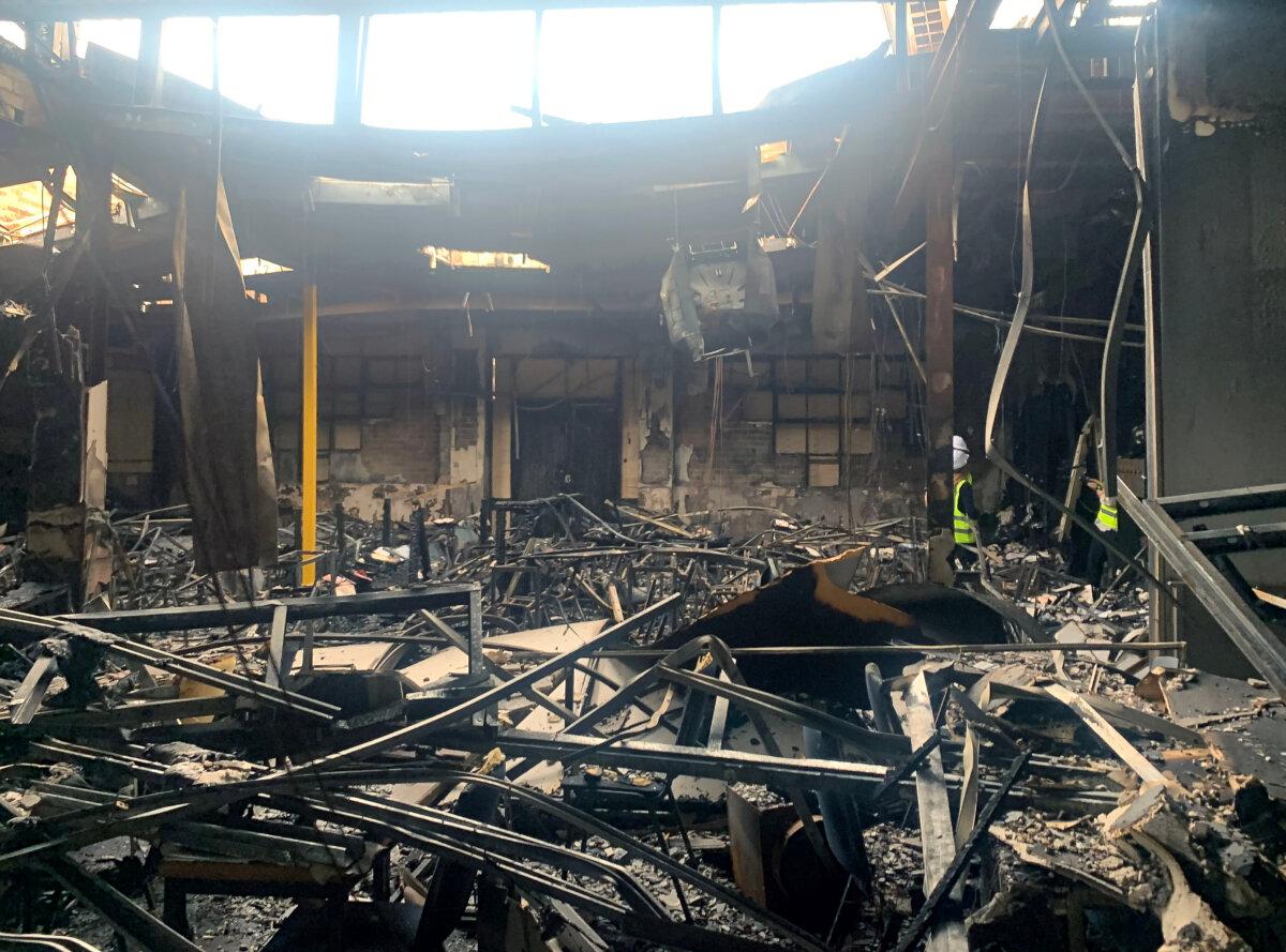 Damage is seen following a firebombing at the Adass Israel Synagogue in Melbourne, Australia on Dec. 9, 2024. (AAP Image/Yumi Rosenbaum)